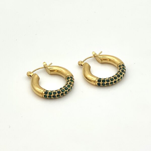 Pave Dome Green Hoops CZ Midi