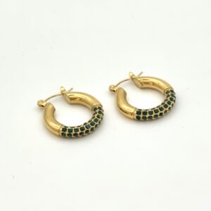 Pave Dome Green Hoops CZ Midi