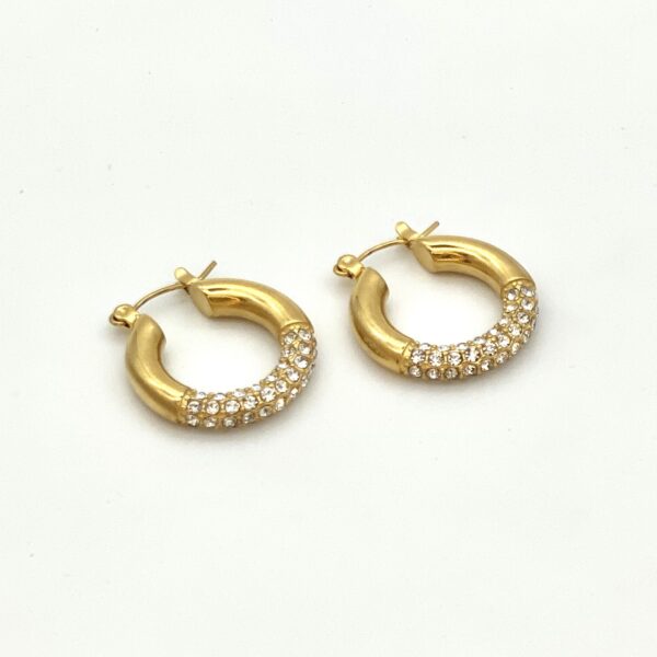 Pave Dome Crystal Hoops CZ Midi