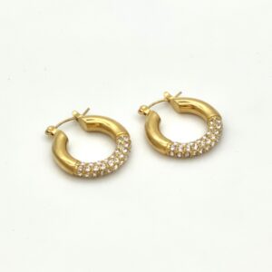 Pave Dome Crystal Hoops CZ Midi