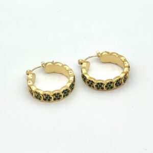 Sparkling Green Hoops CZ Midi