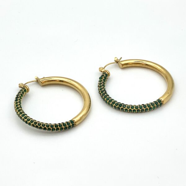 Pave Green Hoops CZ Large