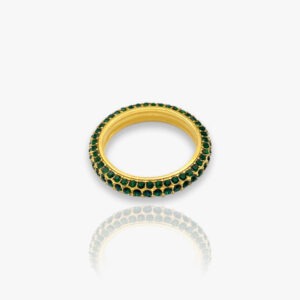 Pave Dome Ring Slim Green