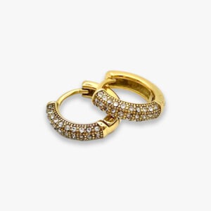 Pave Chunky Huggie Hoops