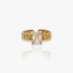 Amelia Chain Ring White Crystal