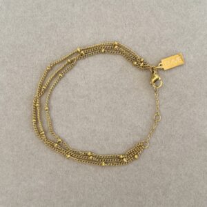 Fine Bead 3 Layered Bracelet - Gold